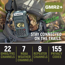 Load image into Gallery viewer, GREAT OUTDOORS PACK - GMR2 GMRS and FRS Two Way Handheld Radios with Lapel Mics and XL Batteries
