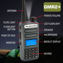 Load image into Gallery viewer, GREAT OUTDOORS PACK - GMR2 GMRS and FRS Two Way Handheld Radios with Lapel Mics and XL Batteries
